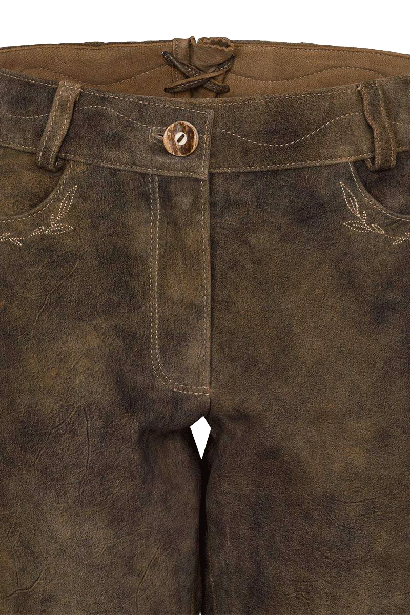 Damen Lederhose knielang