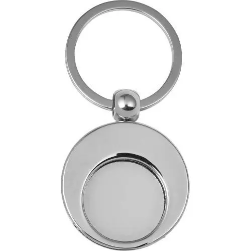 Christie Metall-Schlüsselanhänger mit Einkaufswagenchip - Elegantes Silber