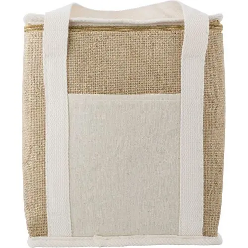 Braune Jute-Kühltasche Raveena: Nachhaltiges Kühlzubehör für Ausflüge und Picknicks
