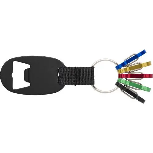 2-in-1 Courtney Aluminium Schlüsselanhänger - Schwarz, Robust & Vielseitig