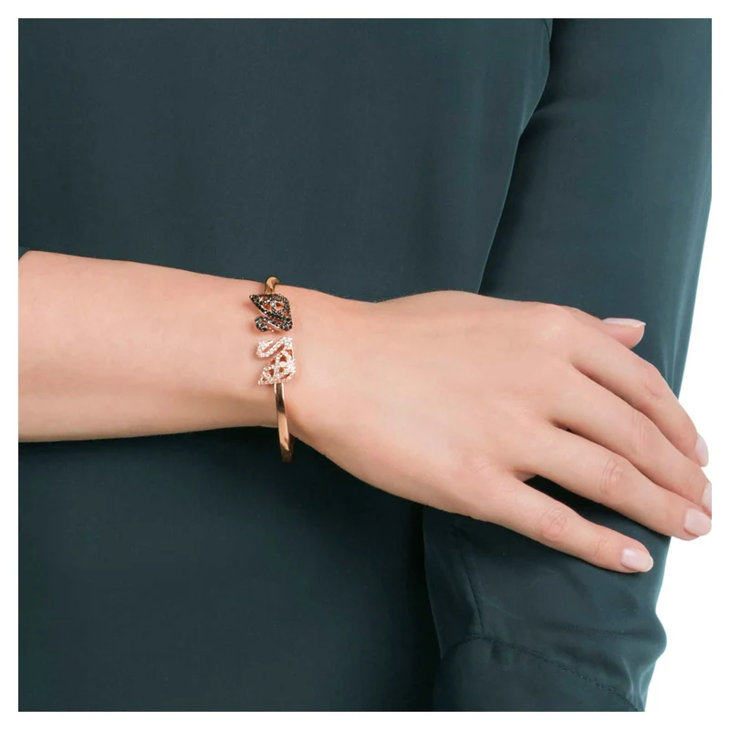 Swarovski Armreif Damen Facet Swan Schwarz Roségold 5372919