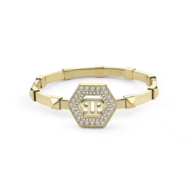 Philipp Plein Damen Armband Armreif LADY LEGACY Goldfarben, Weiß PJREA12BU