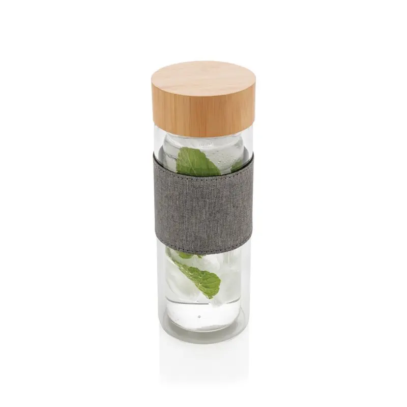 Impact Doppelwandige Borosilikat-Glasflasche, Transparent-Grau, 450 ml
