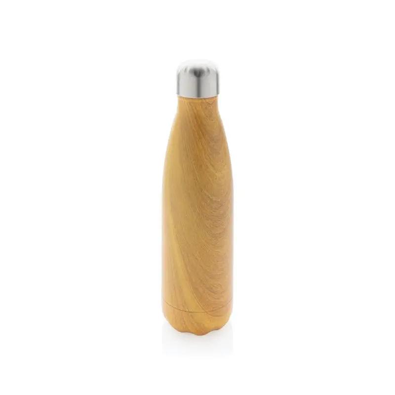 Edelstahl Vakuumflasche 500 ml, Holzoptik-Gelb