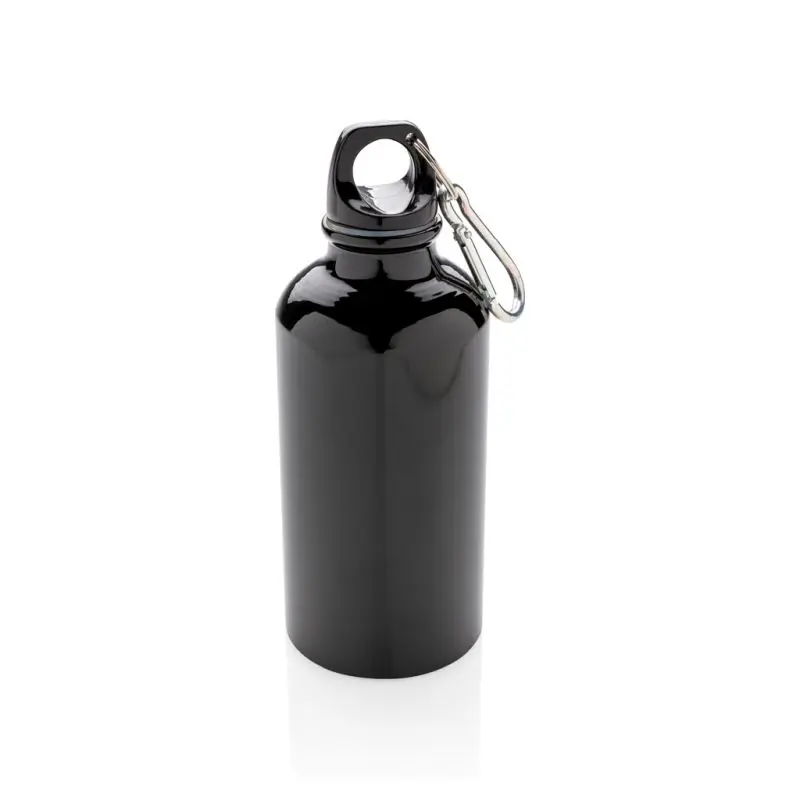 Robuste Aluminium-Sportflasche mit Karabiner, 500ml, Schwarz