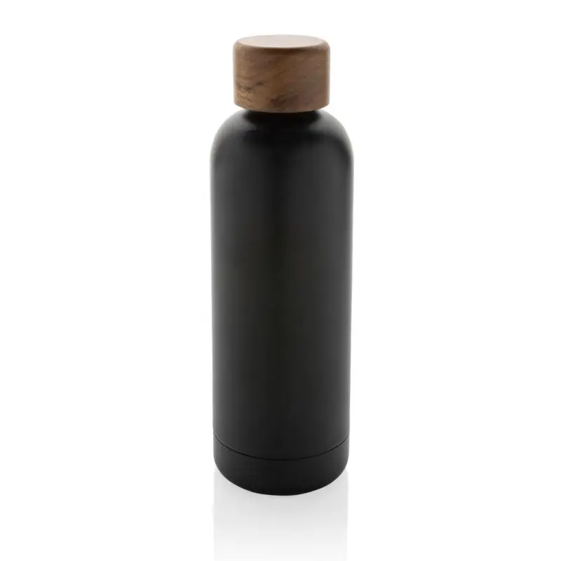 Schwarz Wood RCS-recycelte Vakuum-Edelstahlflasche, umweltbewusst