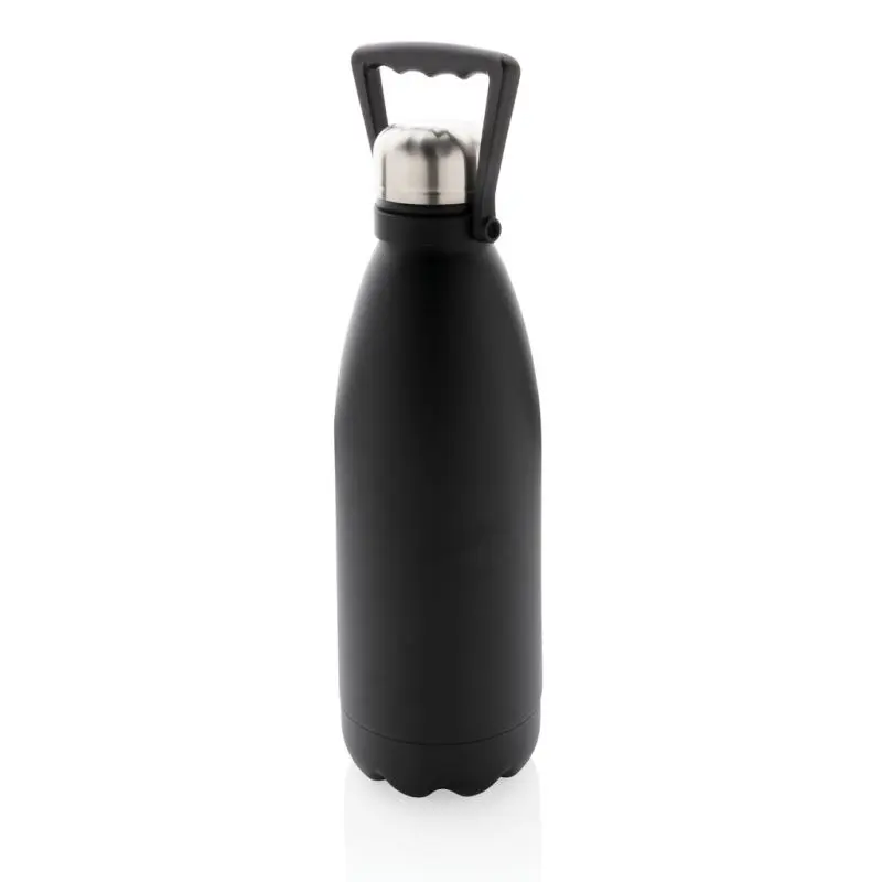 Schwarz 1,5L Großvolumige RCS-Recycled Vakuum-Edelstahlflasche