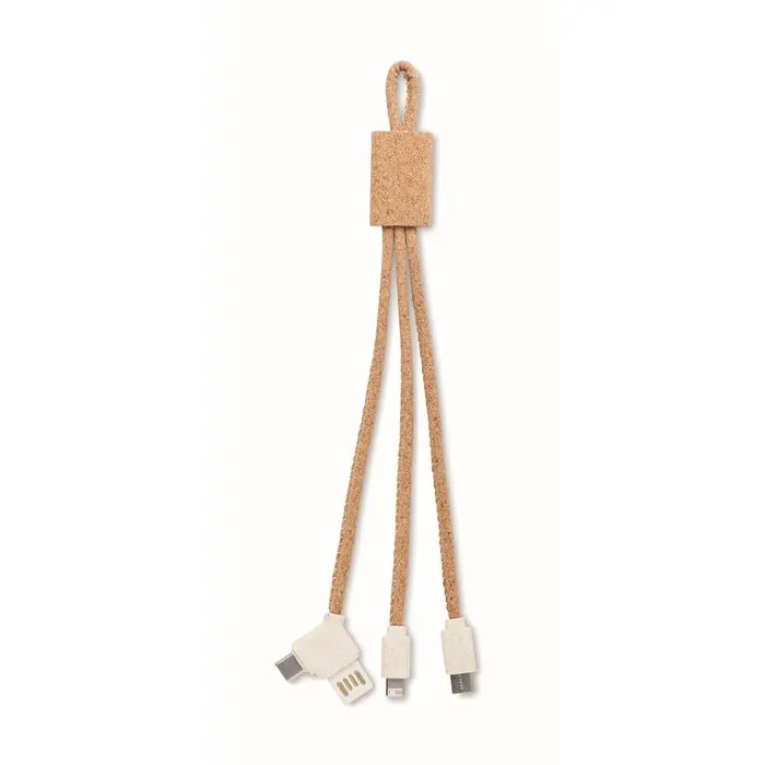 CABIE 3-in-1 Ladekabel aus Kork - Naturbeige