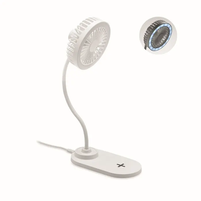 Weißer Tischventilator mit Licht VIENTO – Kühlung & Beleuchtung in Einem