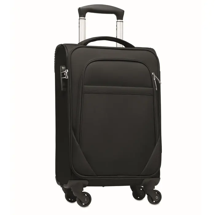 Soft-Rollkoffer 600D RPET VOYAGE - schwarz: Umweltfreundlicher Reisekoffer mit Stil