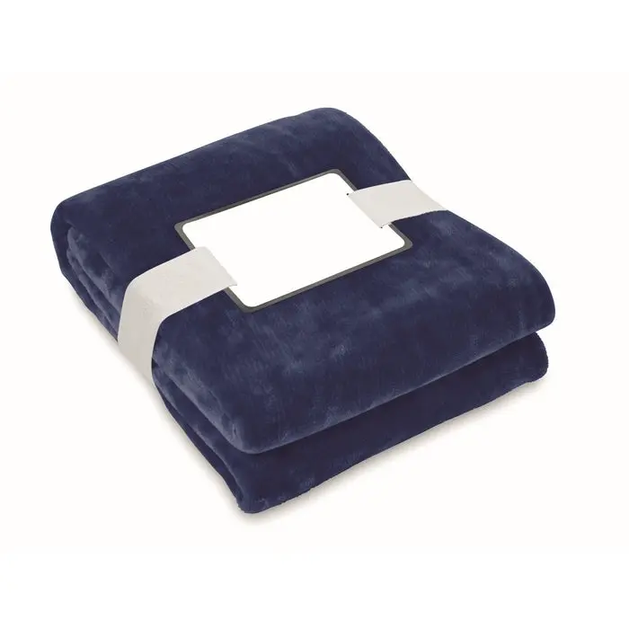 Nachhaltige RPET-Flanell Fleece-Decke LOGAN - Umweltfreundlich - Blau