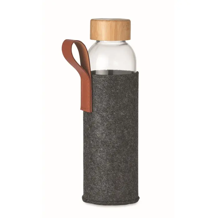 THAI Dunkelgraue Glas-Trinkflasche, 500 ml, Praktisch & Schick