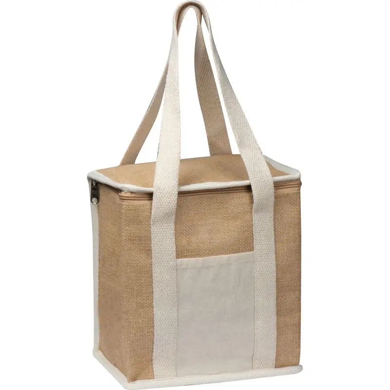 Beige Jute Cooler Bag mit langen Trägern: Stilvoll, Praktisch, Nachhaltig - Perfekt für Unterwegs