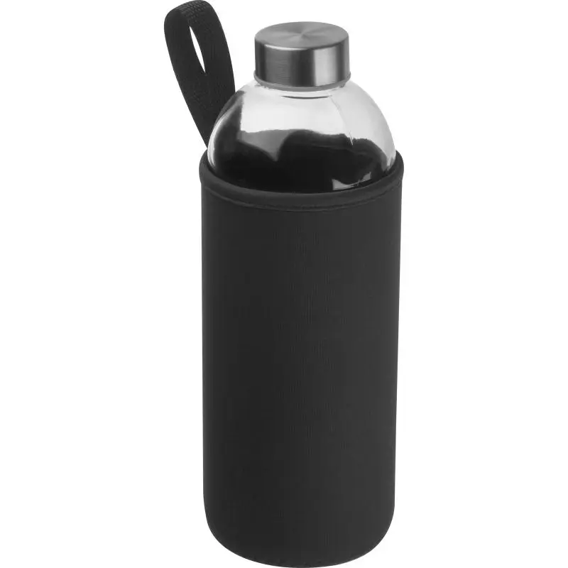 Große Glas-Trinkflasche mit schwarzem Neoprenüberzug 1000ml - Stil & Schutz
