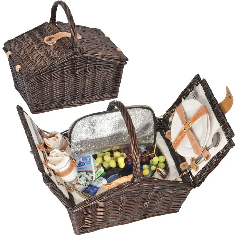 Weidengeflecht-Picknickkoffer für 2 - Natürliches Braun, Klassisch