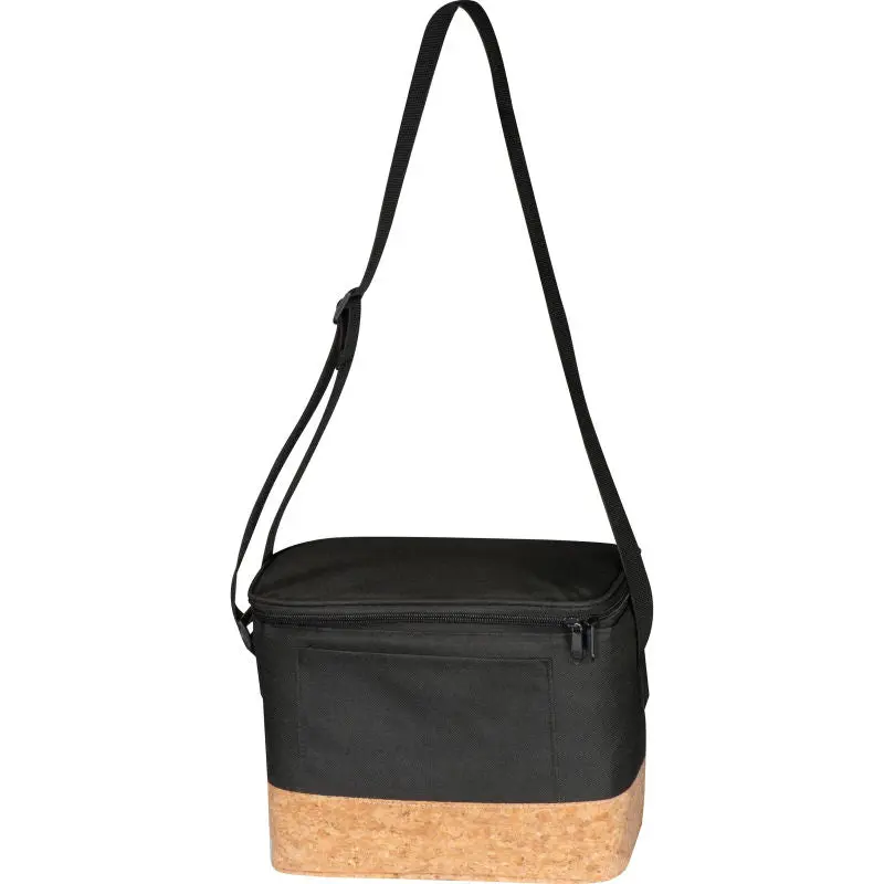 Schwarze Kühltasche mit Korkboden und Trageriemen – Stilvoll, praktisch, vielseitig, kühlend