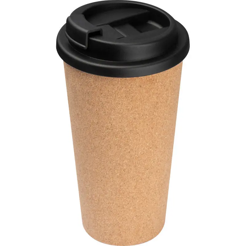 Beiger Trinkbecher, 400ml, mit Korkummantelung – Stilvoll & Praktisch