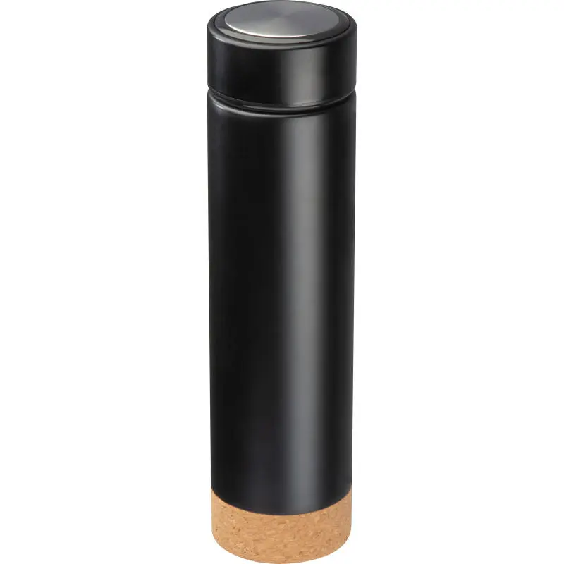 Schwarze Vakuumisolierflasche mit Teesieb, 450ml - Elegant & Funktional