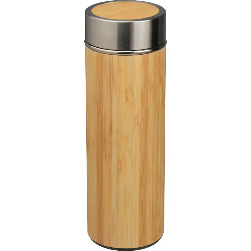 Edelstahl-Teebecher mit Bambusummantelung, 350ml in Beige: Inklusive Teesieb