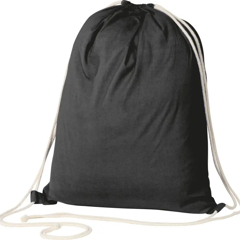 Öko-Tex Zertifizierter Schwarzer Baumwoll-Gymbag - 140g/m