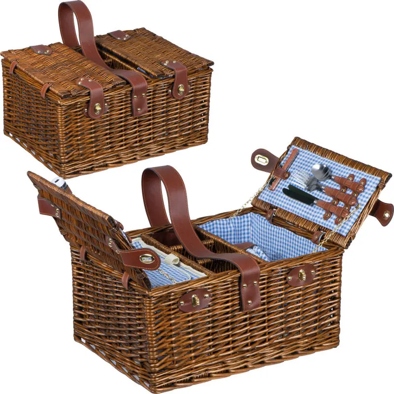 Brauner Picknickkorb für 4 Personen - Geräumig & Elegant Ausgestattet