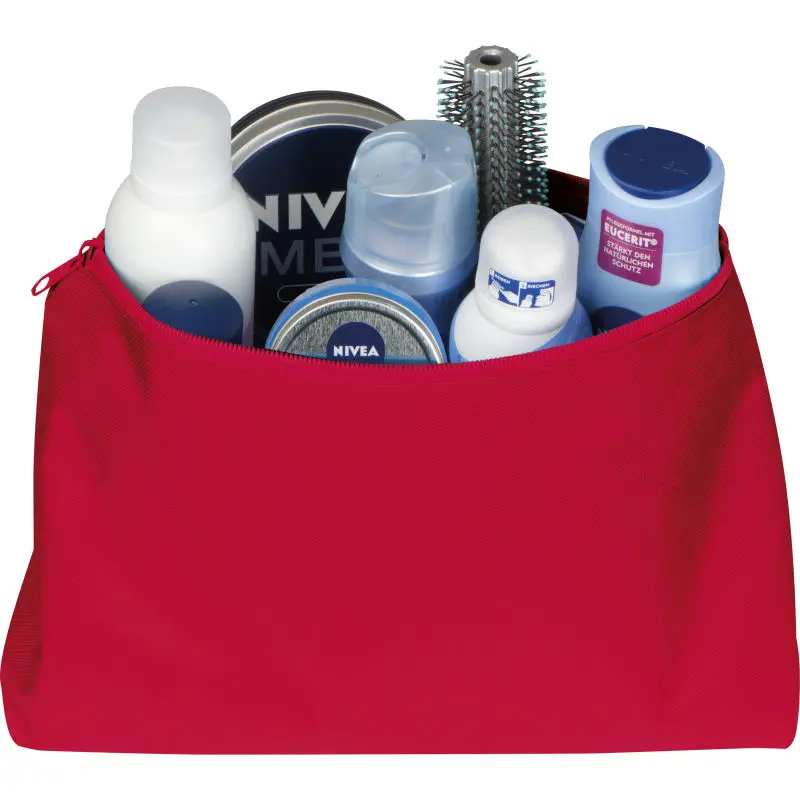 Große Polyester Kulturtasche in Rot - Geräumig & Auffällig, 100 Zeichen