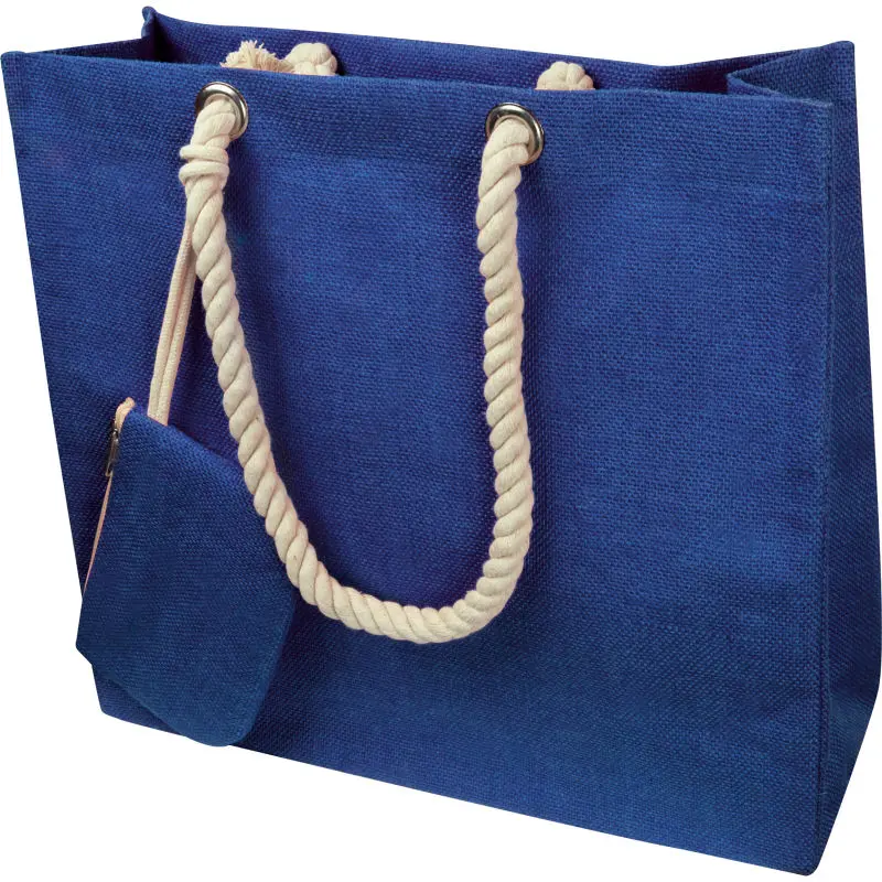 Blaue Jutetasche mit Schnurgriffen, Öko-freundlich & Stilvoll
