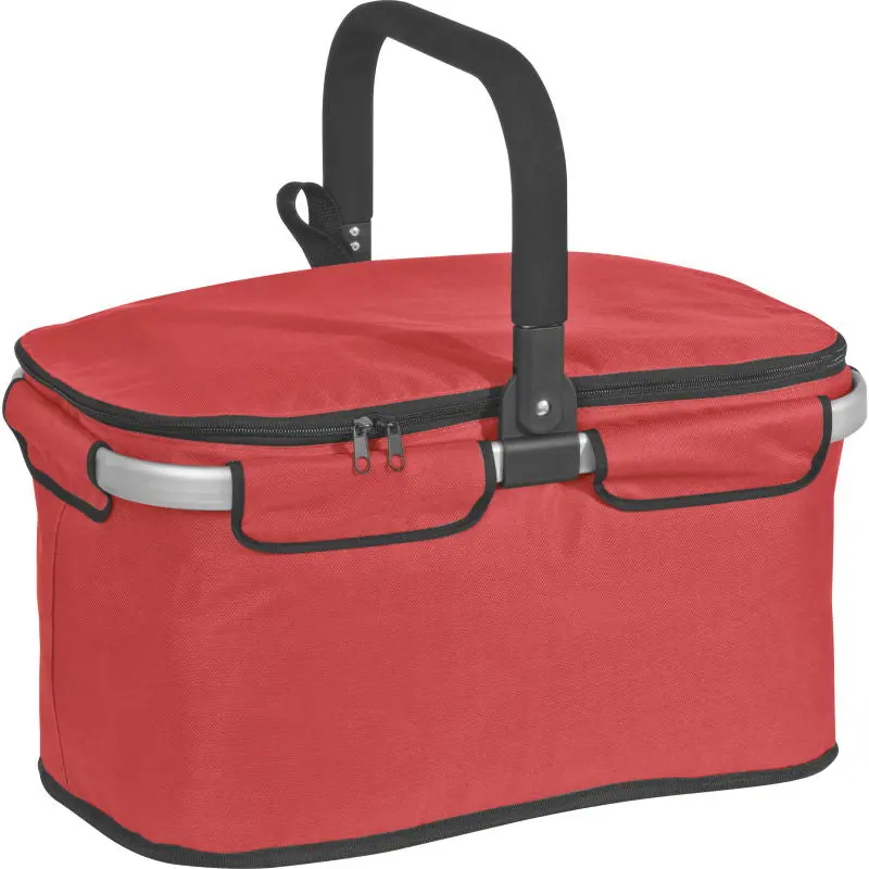 Rot Polyester Einkaufskorb mit Aluminiumgriffen und Kühlfach