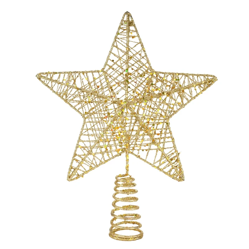 Baumspitze Gold Stern - Christbaumspitze Baumspitze Spitze Aufstecker für Tannenbaum Tannenbaumspitze Weihnachtsbaum Weihnachten (Gold)