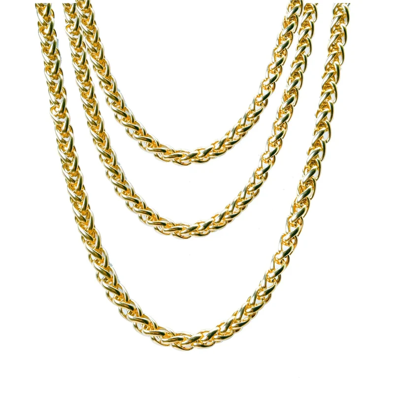 1x Goldkette Panzerkette ca. 50 cm Goldkettchen wie Rapper Gangster Fokuhila Accessoires 80er 90er Jahre Fasching Karneval (1x)