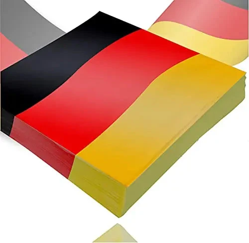 20x Servietten Deutschland schwarz, rot, gelb (Gold), als Deko, Dekoration, Partydeko für Fußball, Fußball Europameisterschaft WM 2022
