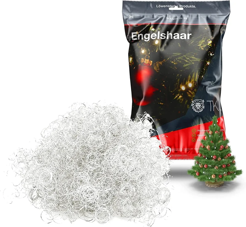 Engelshaar gelockt 15 gr. Lametta Silber für Weihnachten Advent Deko Dekoration (Silber)