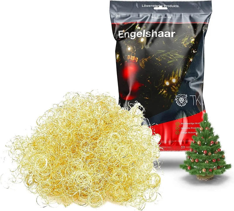 Engelshaar 15 gr. gelockt Lametta Gold für Weihnachten Advent Deko Dekoration (Gold)