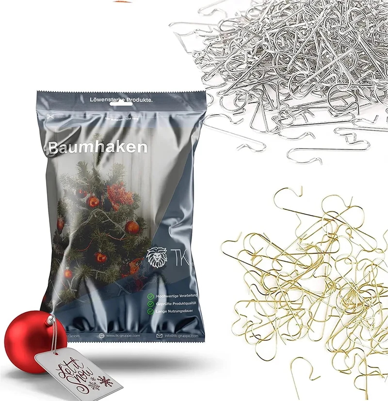 100x Haken Weihnachtsbaum Baumhaken Gold & Silber Aufhänger Kugelaufhänger für Christbaumkugel, Weihnachtskugeln, Aufhänger in S Form für Weihnachten