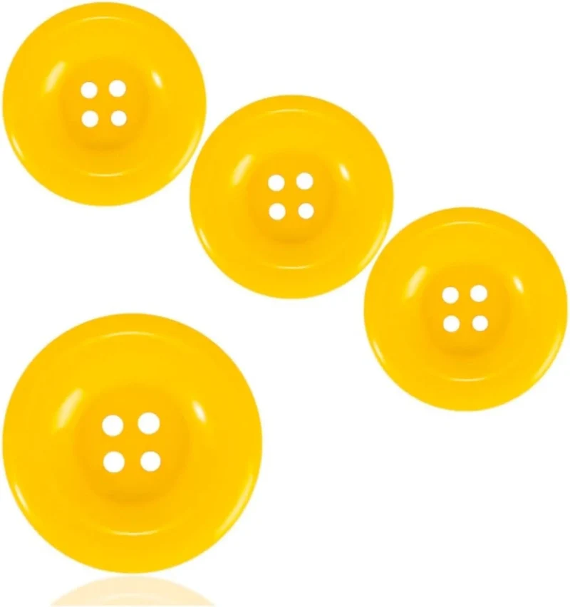 4x Super groß Knöpfe Knopf Mario Waluigi Mario gelb für Kostüm, Verkleidung, Erwachsene Latzhose Karneval Fasching Damen und Herren (4x)