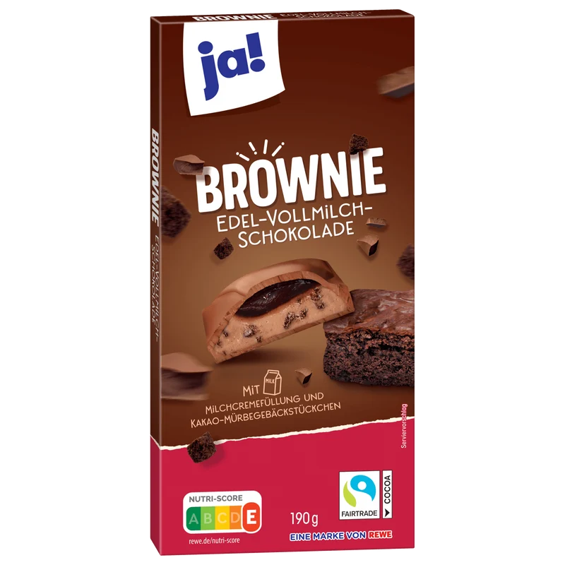 ja! Edel-Vollmilch-Schokolade Brownie 190g