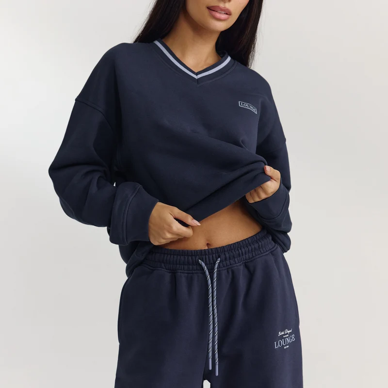 V-Neck Pullover - Dunkelblau