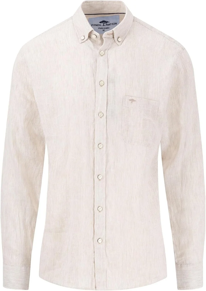 Fynch-Hatton Langarm Freizeithemd Beige