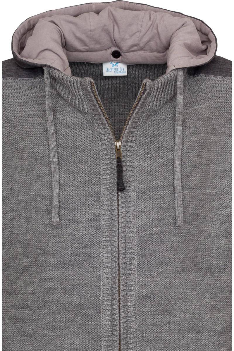 Herren Trachtenjacke Strick mit abnehmbarer Kapuze