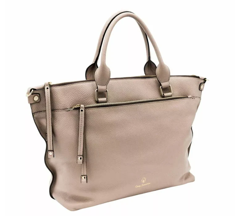 NEVER WITHOUT Tote Bag taupe Kalbsleder