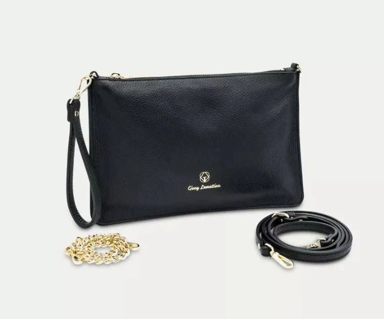 LATE NIGHT Clutch schwarz Kalbsleder