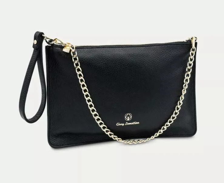 LATE NIGHT Clutch schwarz Kalbsleder