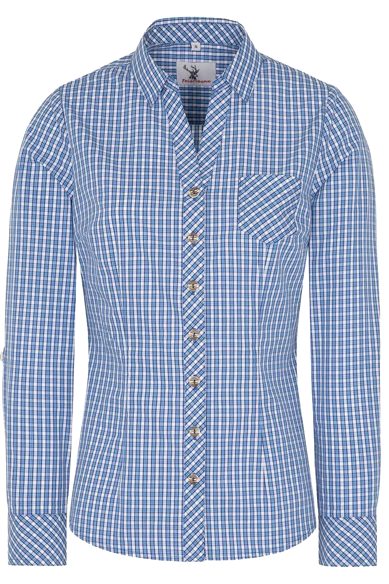 Trachtenbluse Langarm blau