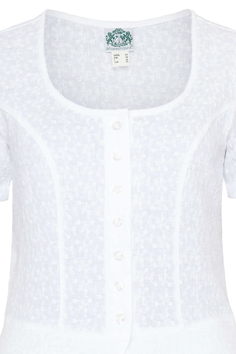 Trachtenbluse kurz mit Schößchen weiß