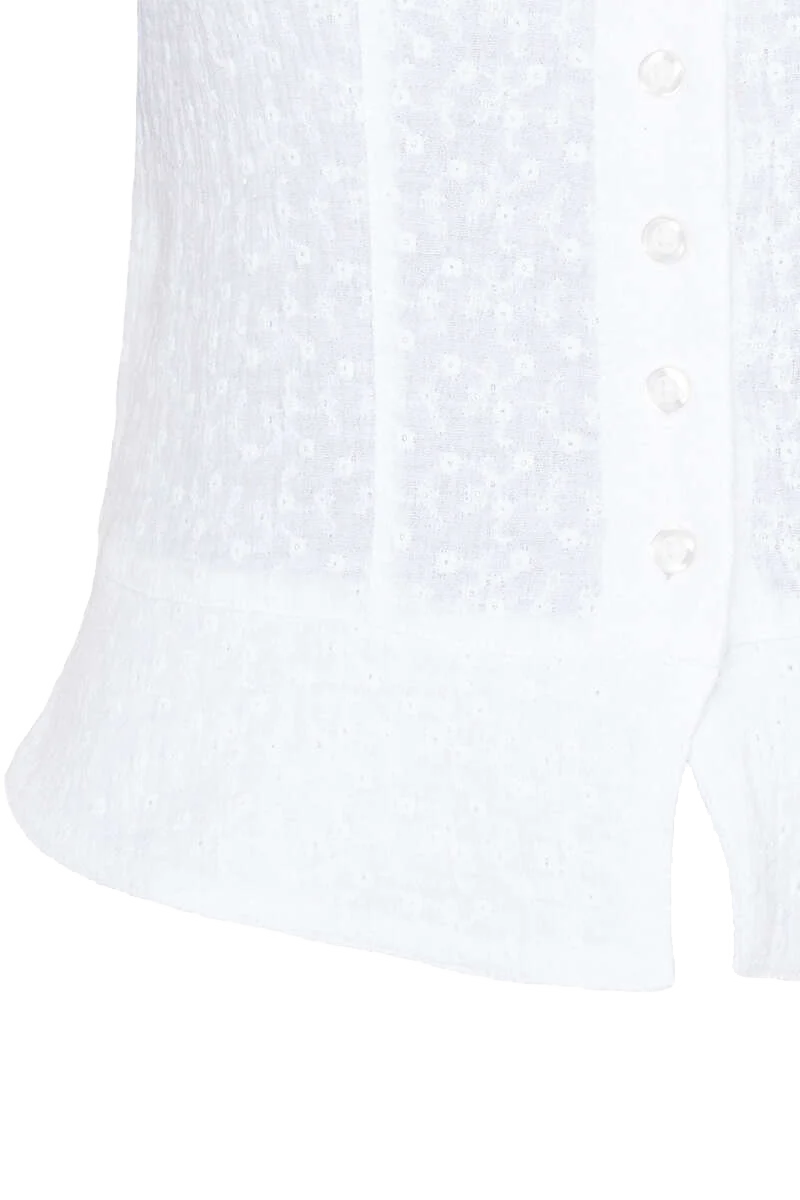 Trachtenbluse kurz mit Schößchen weiß