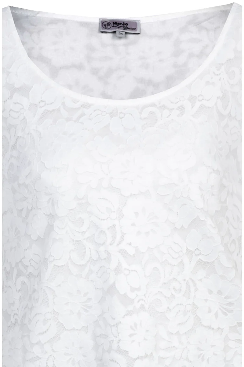 Trachtenbluse Blusenshirt mit Spitze und 3/4-Arm