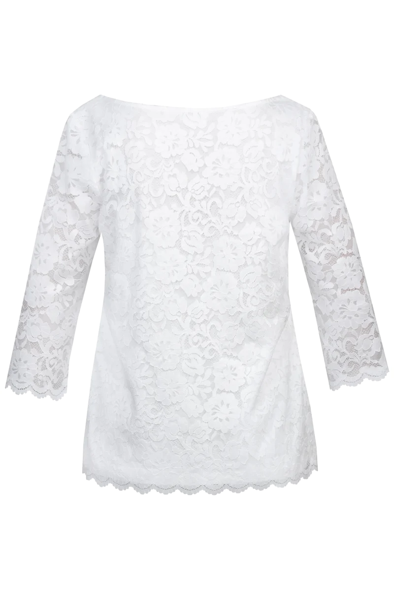 Trachtenbluse Blusenshirt mit Spitze und 3/4-Arm