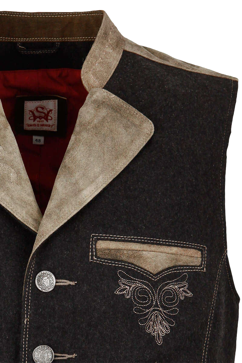 Trachten-Weste Loden mit Leder