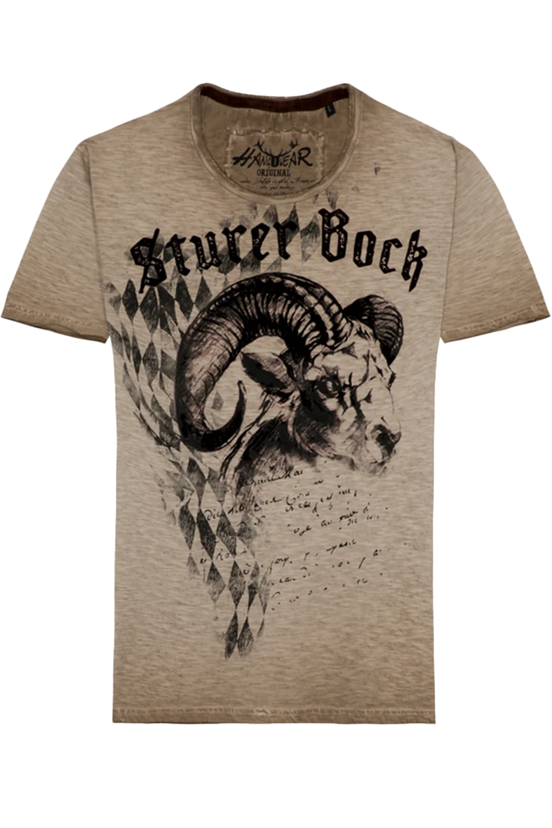Herren T-Shirt 'Sturer Bock' mit Ziegenbock-Flockprint