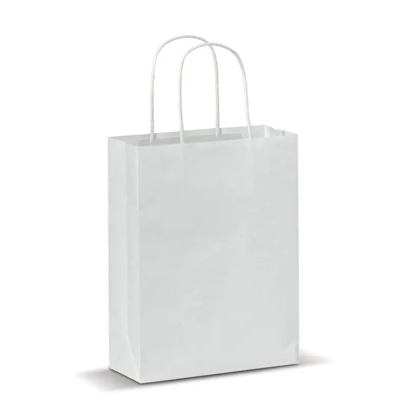 Kompakte Eco Papiertasche, Stilvoll Weiß, 120 g/m²